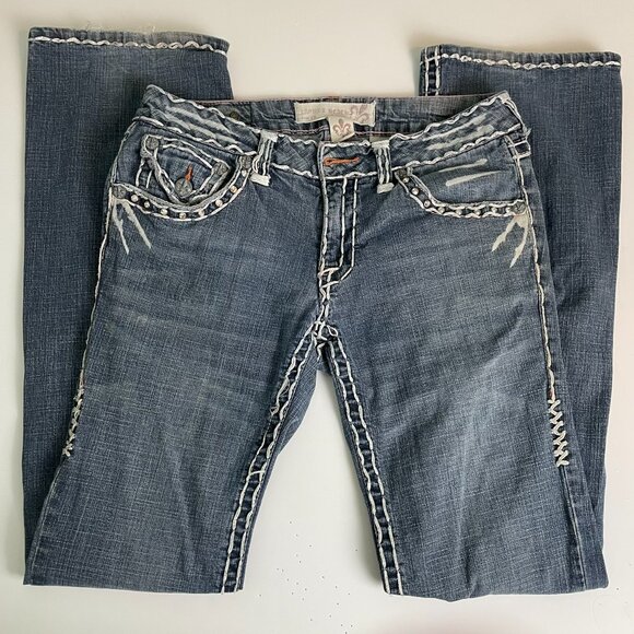 Laguna Beach Women’s Size 29 Bootcut Jeans Fleur-de-Lis Embroidered Rhinestone P - Picture 12 of 15
